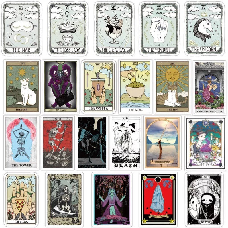 Tarot Cards Sticker Set - Funny Cute Mystical Tarot Card Stickers