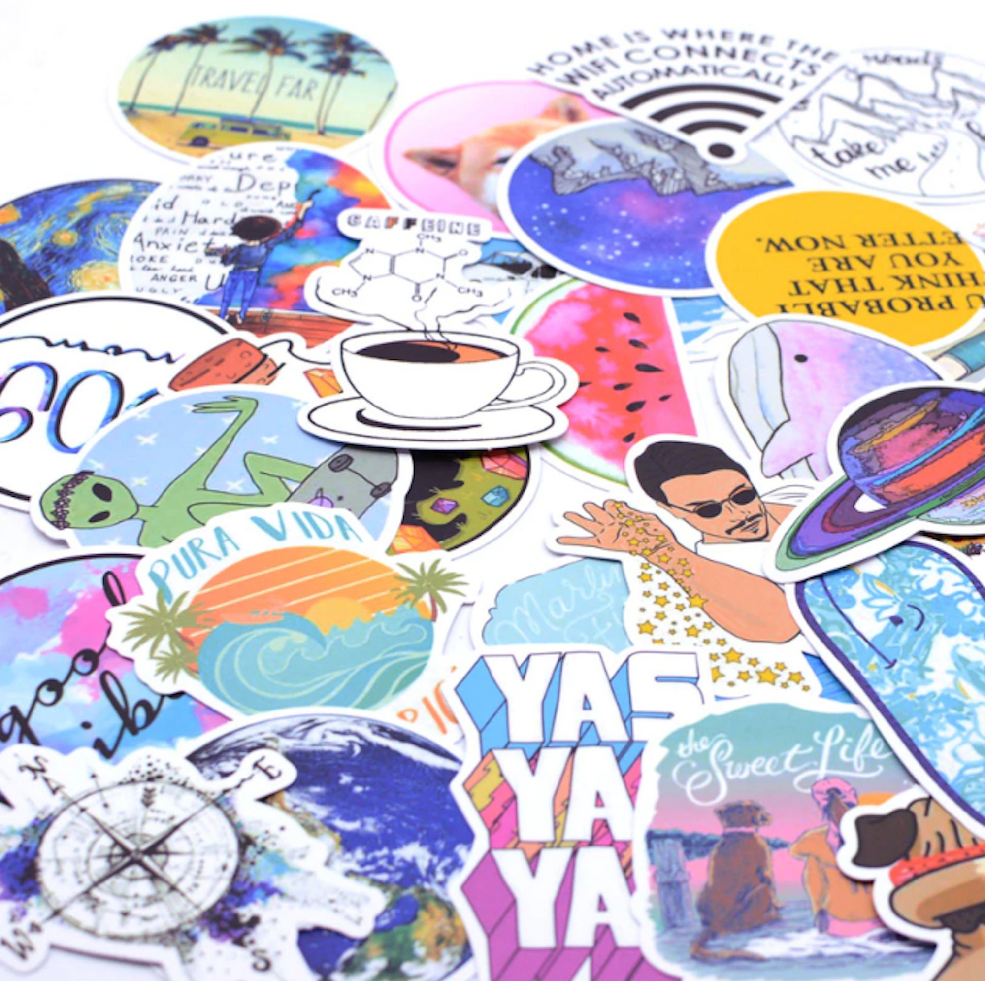 random memes sticker set vsco girl purple aesthetic sticker pack