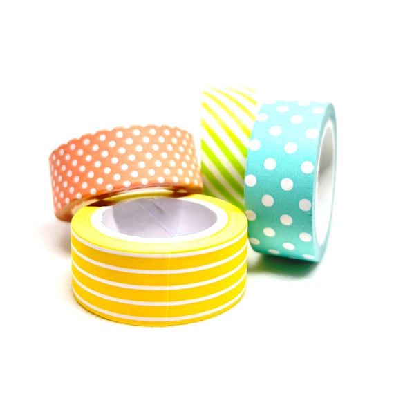 Pastel Pattern Washi Tape: Striped, Dots, Chevron Craft Paper Tape