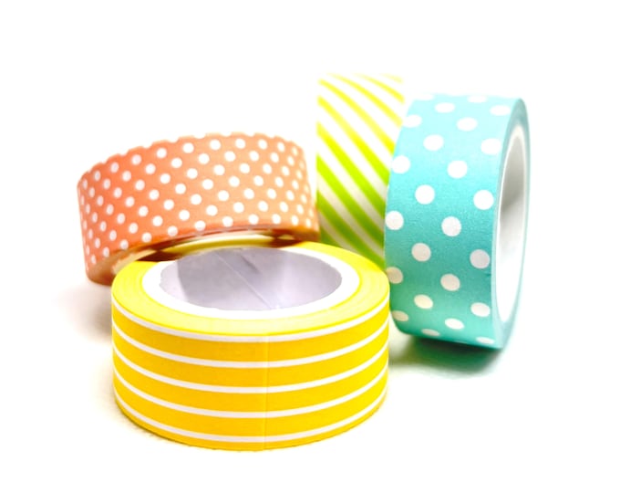 Pastel Pattern Washi Tape: Striped, Dots, Chevron Craft Paper Tape