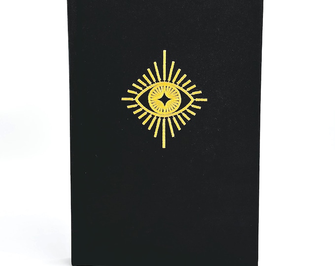 Evil Eye Journal with Embroidered Fabric Cover | A5 8.5x6" Blank Lined Journal for Journaling Shadow Work Spiritual Writings