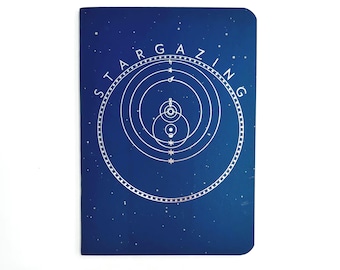 Stargazing Pocket Notebook | 3x5" Mini Lined Softcover Notebook with Constellation Map, Moon Phases, Lunar Eclipse Schedule and Astrolabe