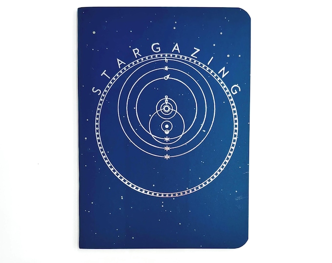 Stargazing Pocket Notebook | 3x5" Mini Lined Softcover Notebook with Constellation Map, Moon Phases, Lunar Eclipse Schedule and Astrolabe