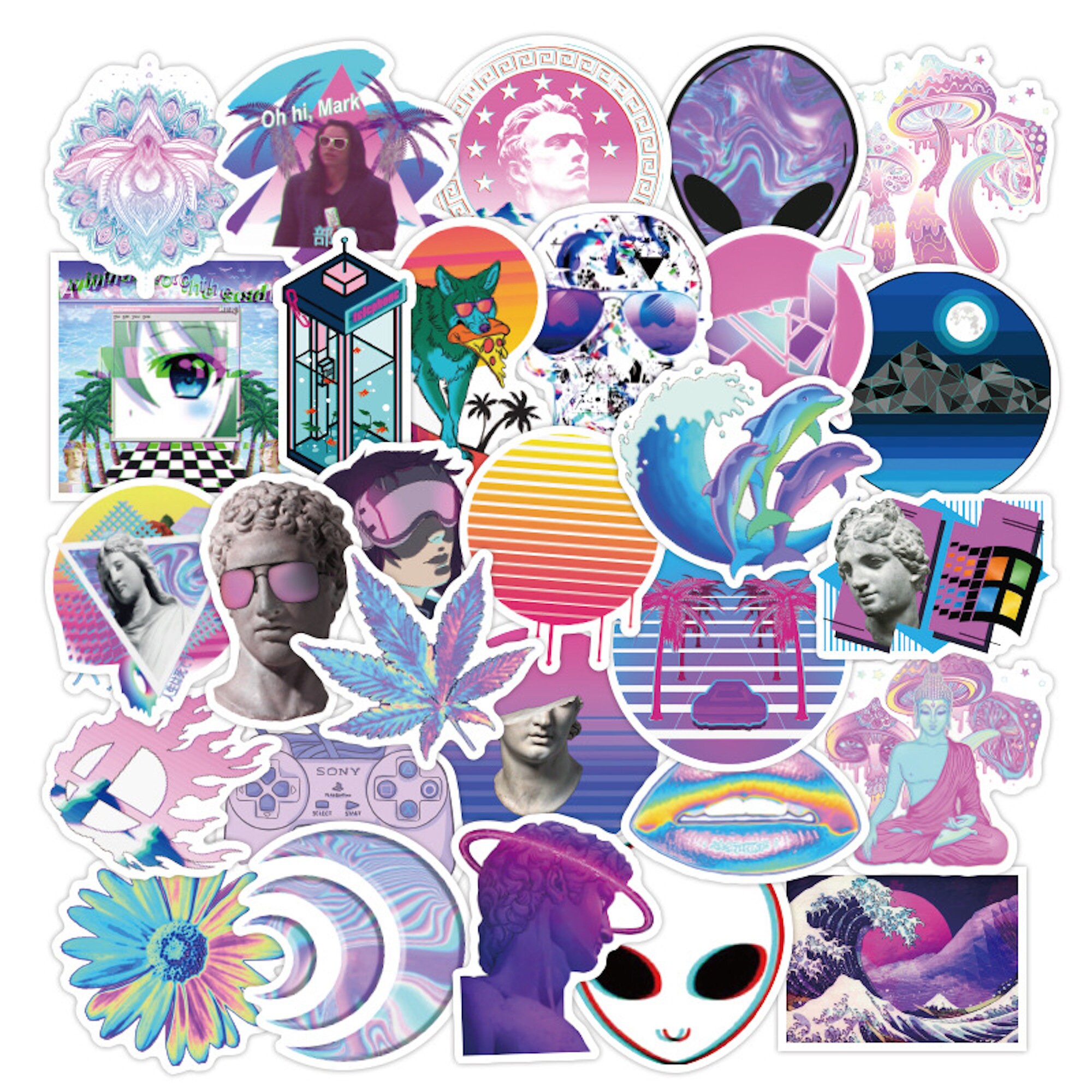 vaporwave retro future sticker pack 80s 90s aesthetic