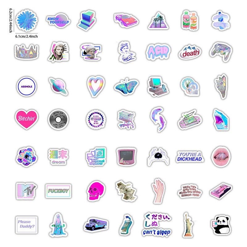 vapewave aesthetic sticker set 80s 90s retro future