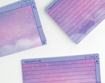 Thoughts.exe Index Cards, 50pc Lined/Blank Note Cards, Heavyweight Pastel Purple Color Notecards by Unicorn Eclipse
