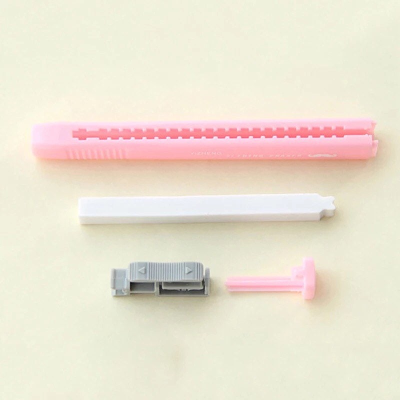 Slim Push Up Eraser Set with Two Refills Sliding Mechanical