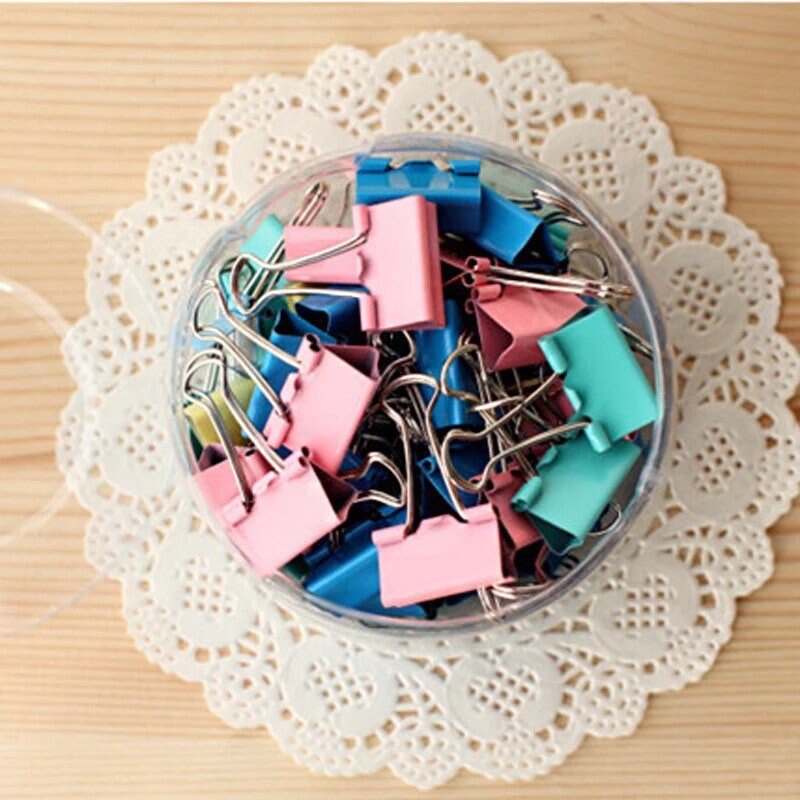 Pastel Mini Clips 10pc Binder Clamp Paper Clips 0.5 in Bright Pastel