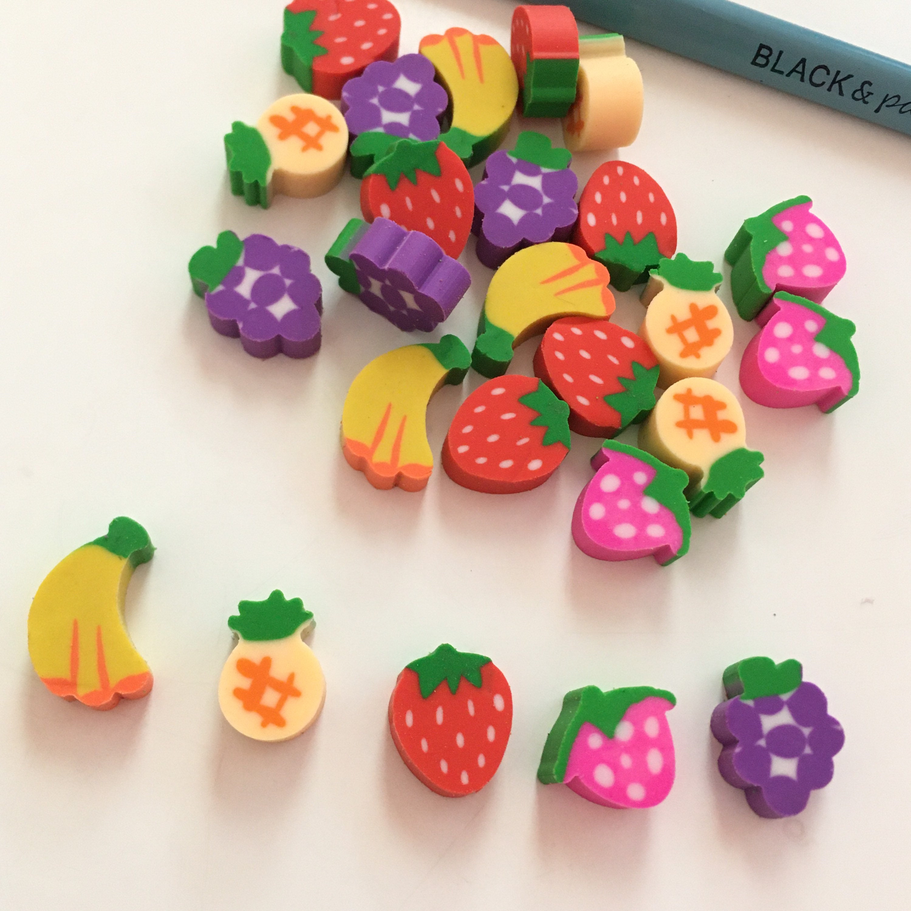 Fruit Case Eraser Set FruitShaped Mini Erasers with Guitar Storage Case