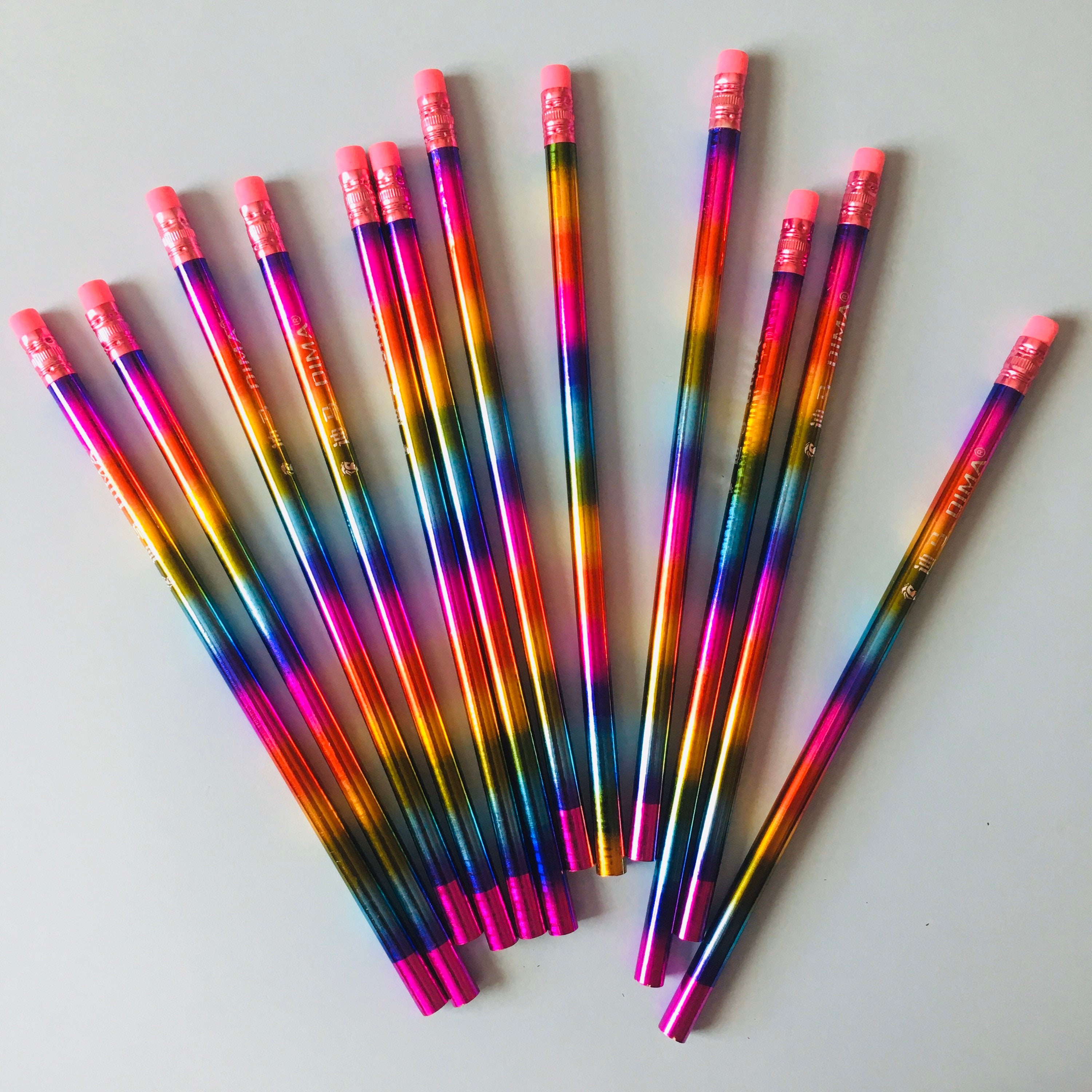Shiny Metallic Rainbow Pencils 2 / 4 / 6 Pieces HB Lead Pencils