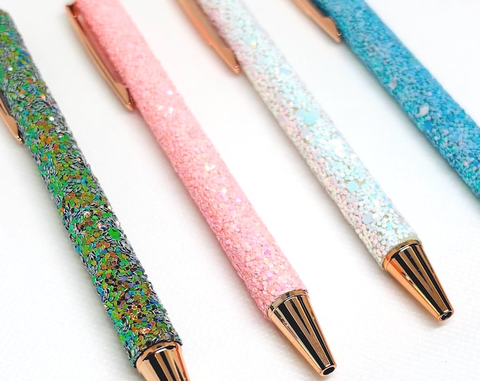 Chunky Glitter Pen - Choose Mardi Gras Green, Blue, Pink or White Opal