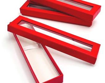 Clear Top Gift Box with Ribbon for Pens Jewelry Souvenir Handmade Gifts