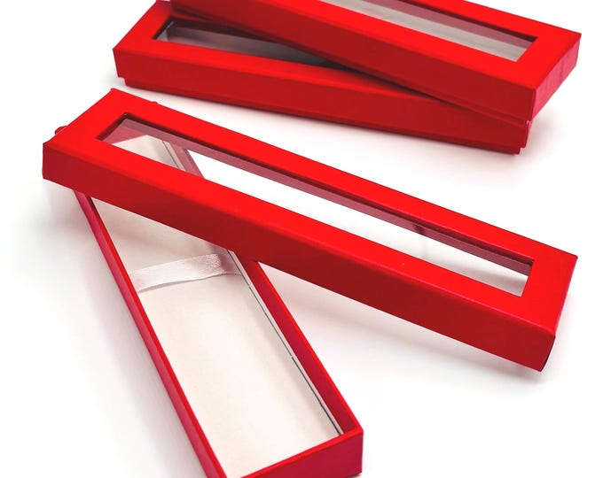 Clear Top Gift Box with Ribbon for Pens Jewelry Souvenir Handmade Gifts