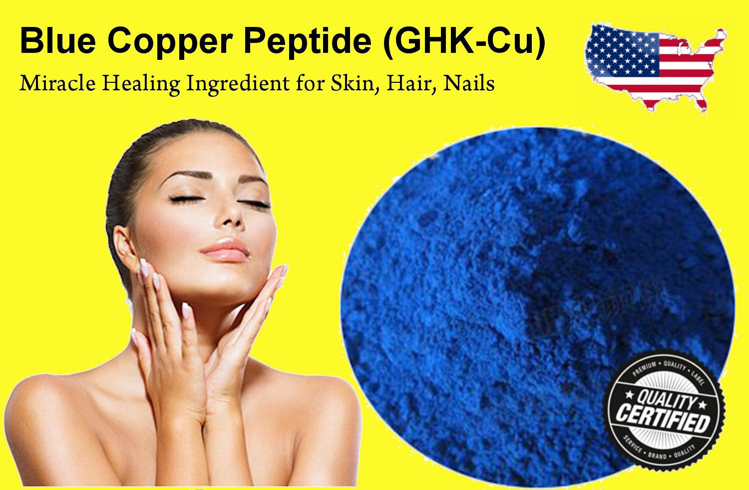 1000mg / 1g Pure Ghkcu Blue Copper Peptide Active Ingredient for Anti
