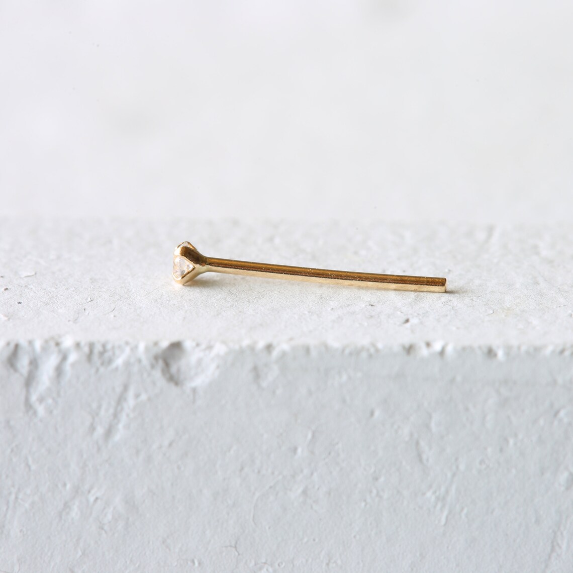 14k Solid Gold 1.8mm Nose Stud 20 Gauge 14K Gold Extra Long Etsy