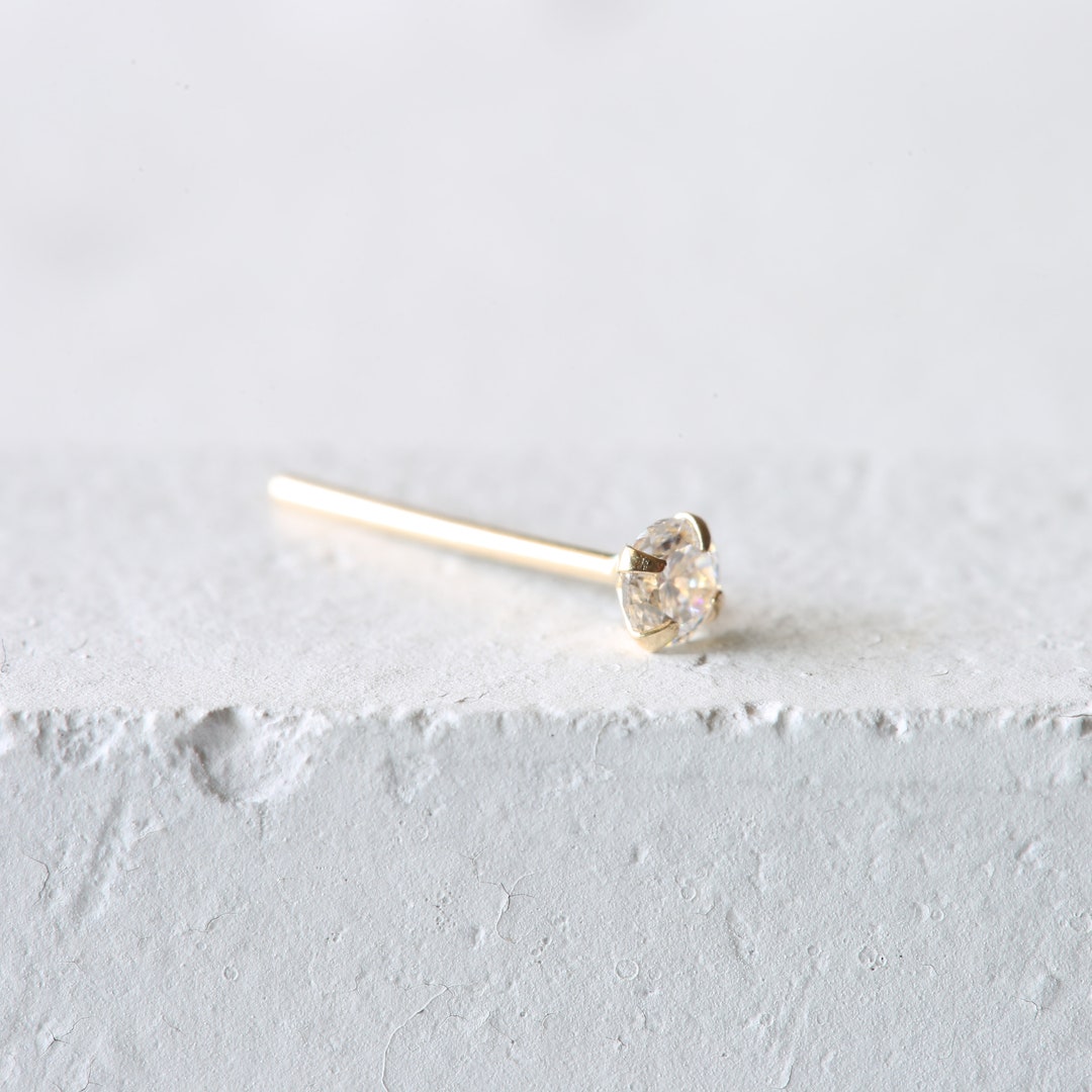 9k Solid Gold 3mm Nose Stud 20 Gauge 9K Gold Extra Long Nose Etsy