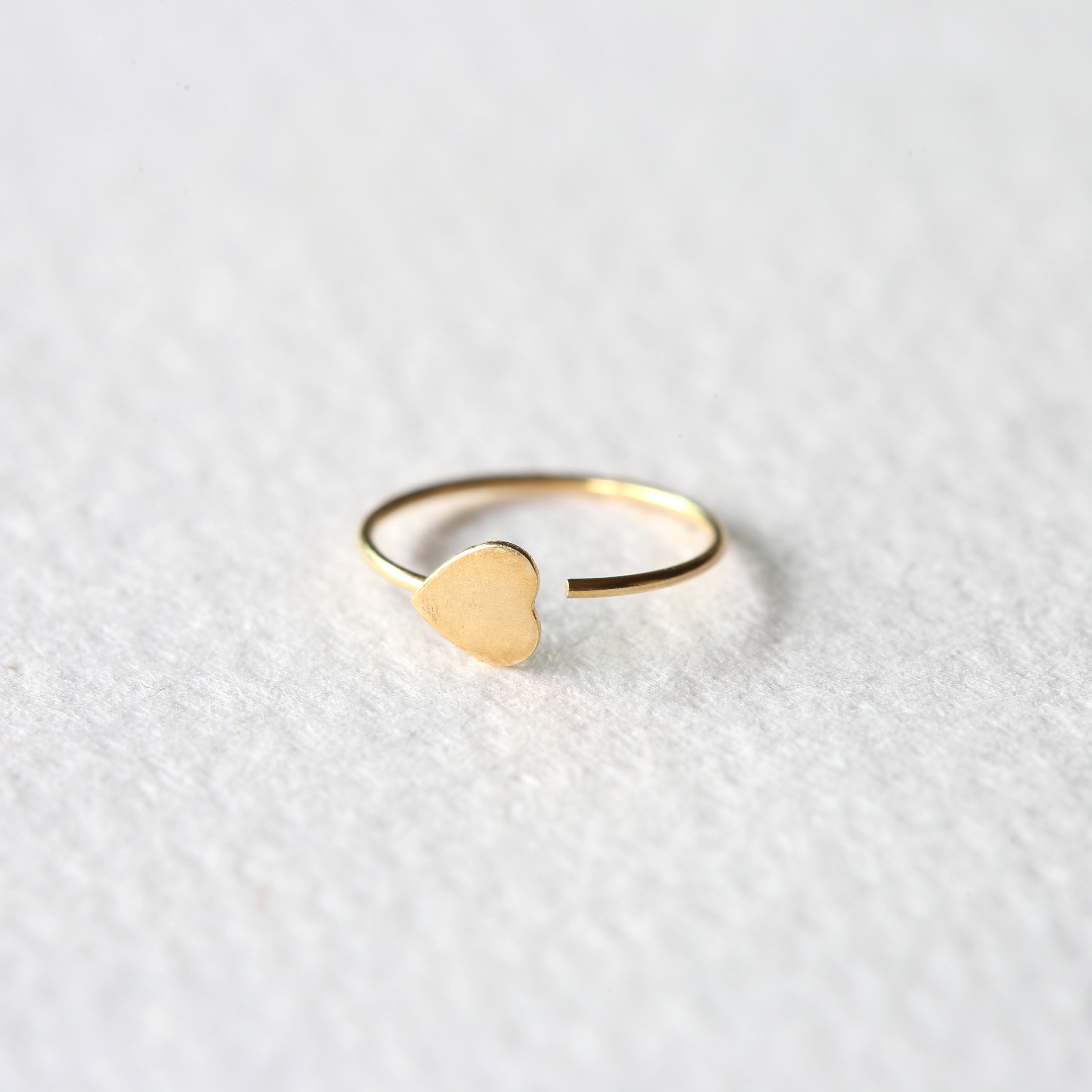 9k Solid Gold 8mm Endless Heart Hoop 24 Gauge Gold Nose Hoop Etsy