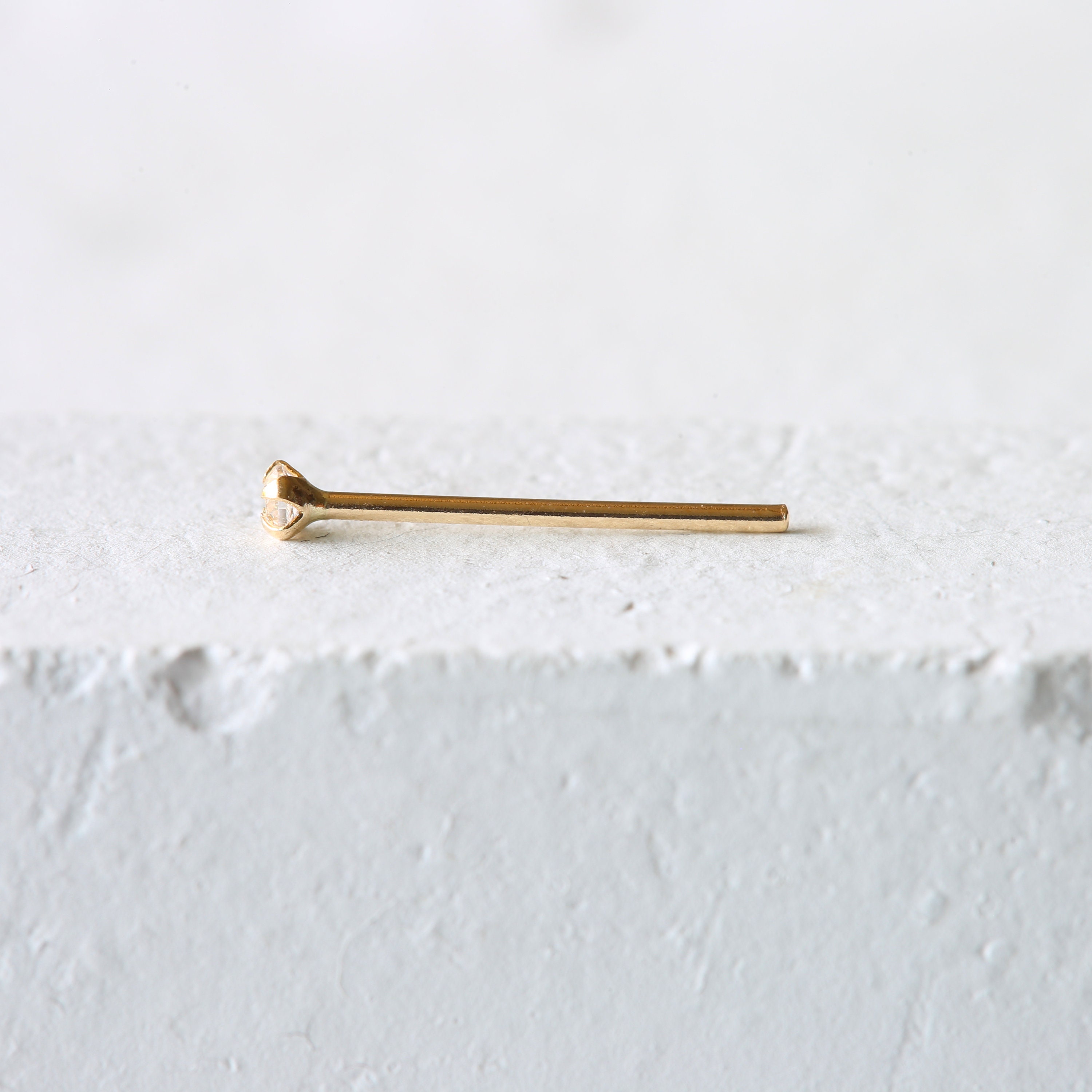 14k Solid Gold 1.8mm Nose Stud 20 Gauge 14K Gold Extra Long Etsy