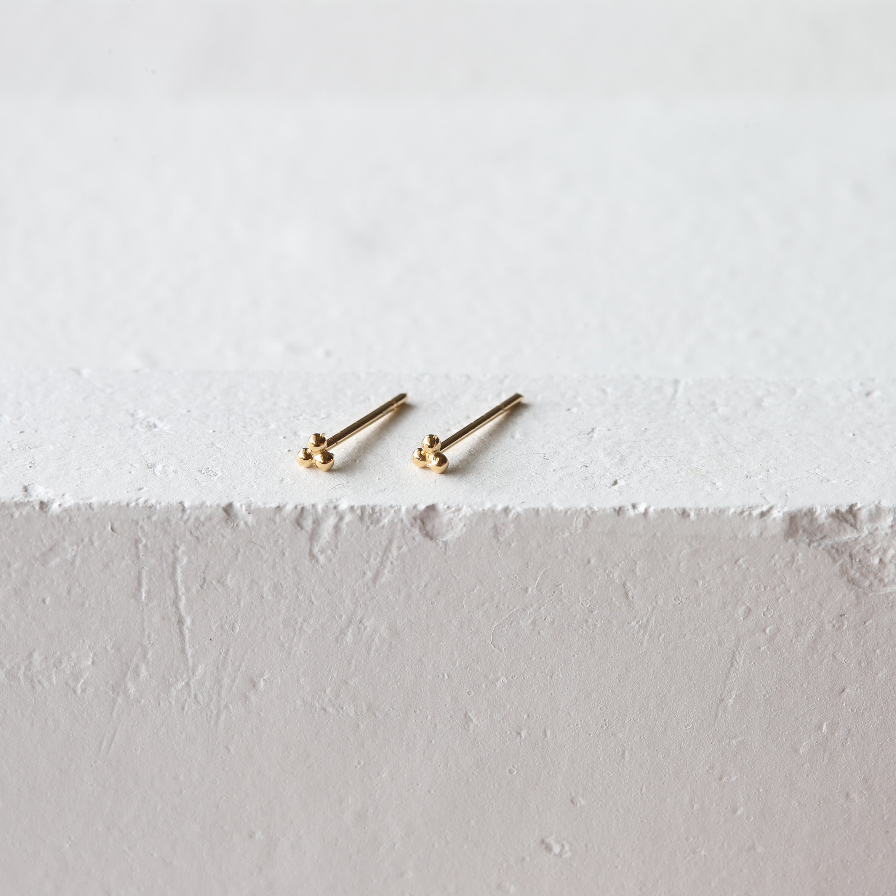 Micro Trinity Studs - 18K Gold Plated Studs - 14k Solid Gold Studs - …