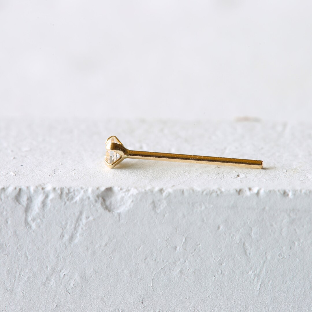9k Solid Gold 2mm Nose Stud 20 Gauge 9K Gold Extra Long Nose Etsy