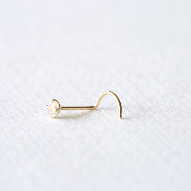20G SOLID 14K KARAT YELLOW GOLD TINY 1.5MM PRONG SET CZ GEM NOSE - Foto 7