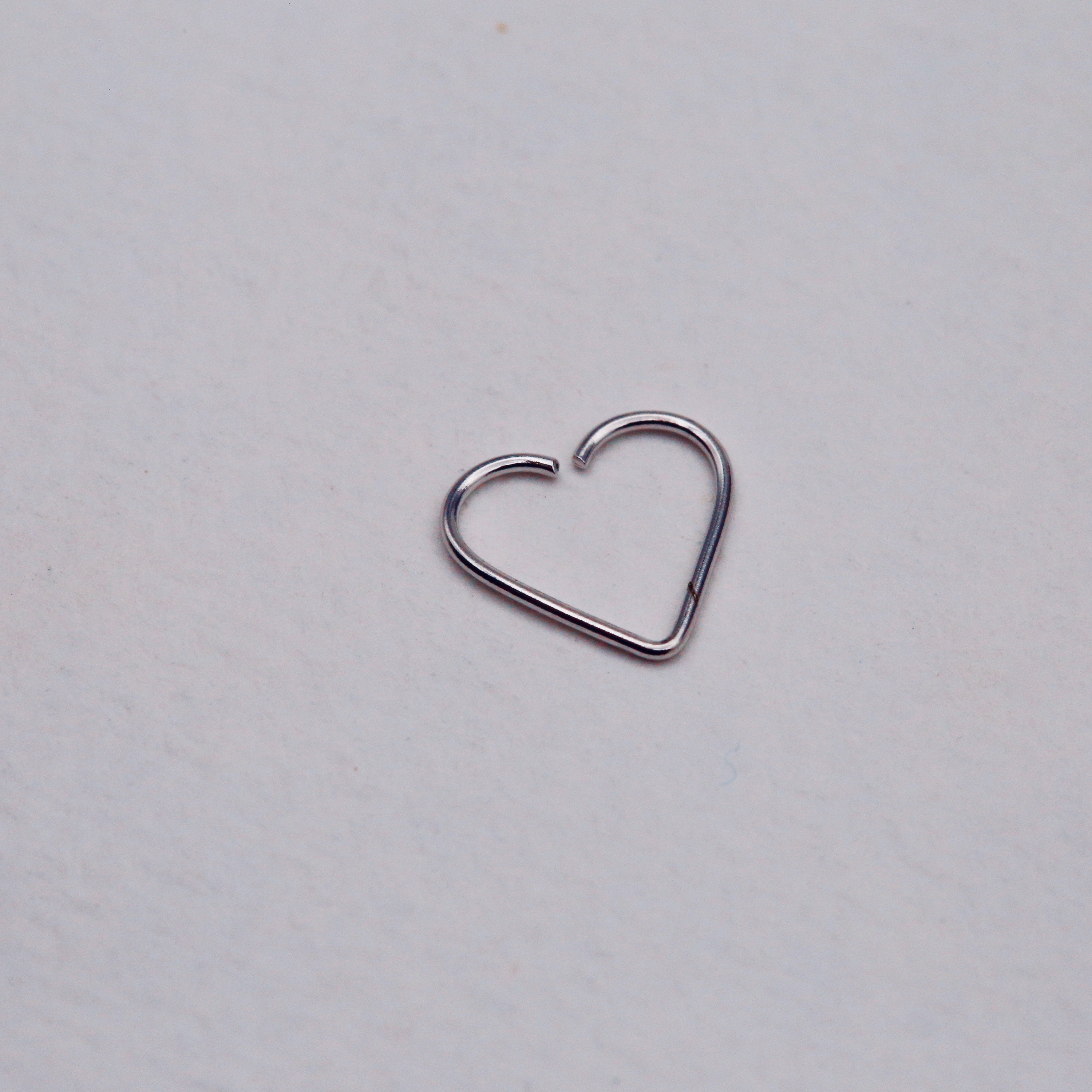 9k Solid White Gold Heart Hugger Hoop 22 Gauge White Gold Etsy
