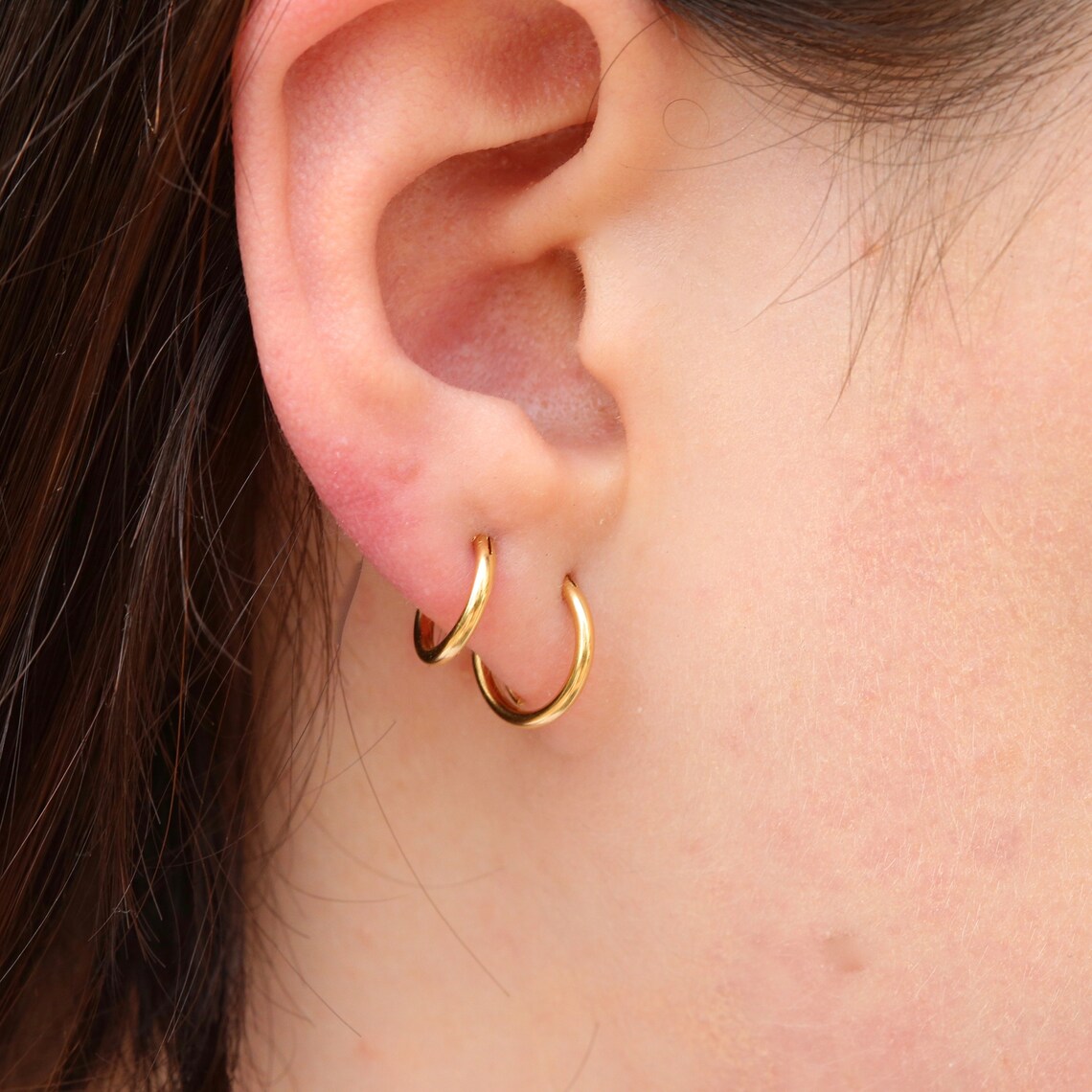 18K Gold Plated Hoops 12mm Sterling Silver Hoops Minimal Etsy