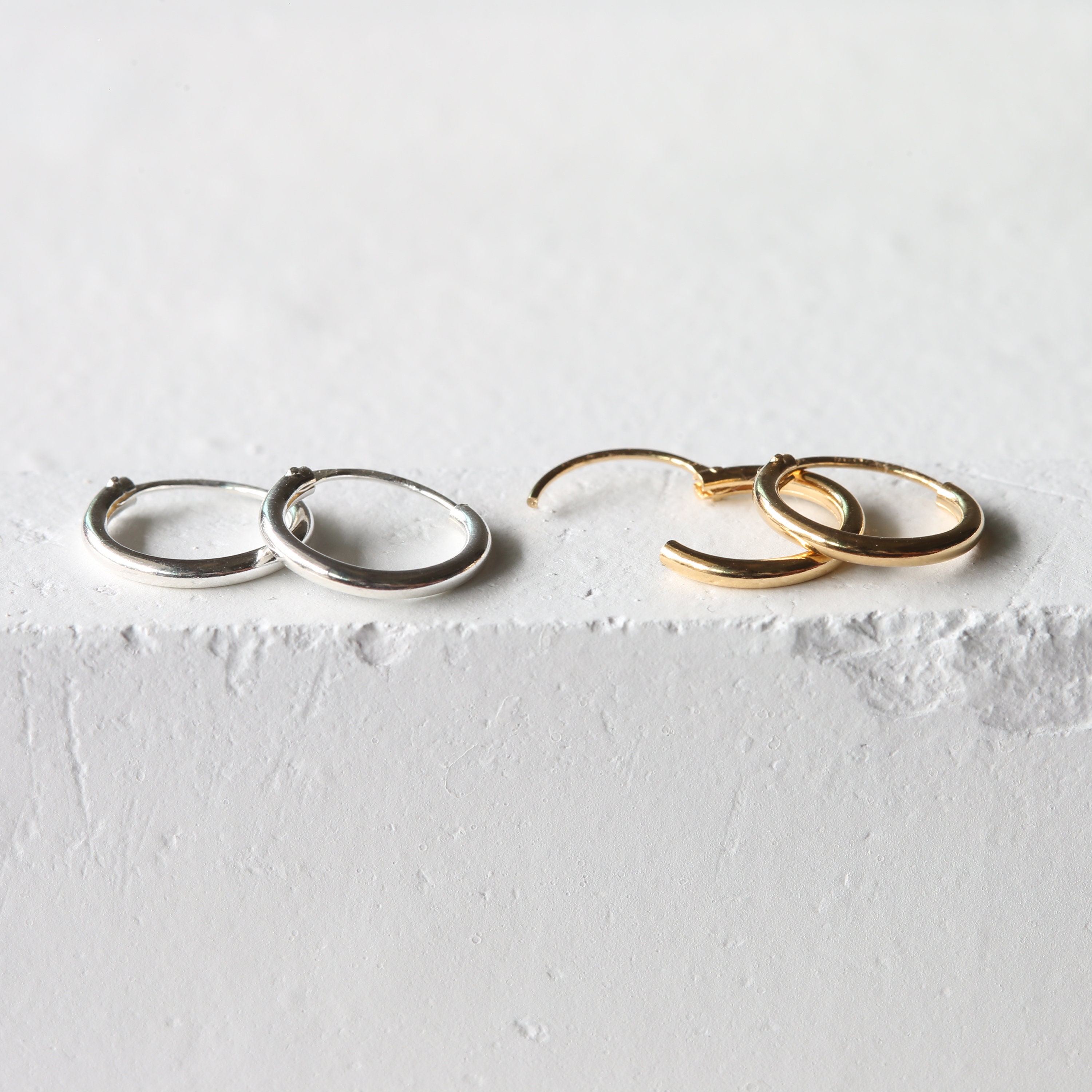 18K Gold Plated Hoops 12mm Sterling Silver Hoops Minimal Etsy