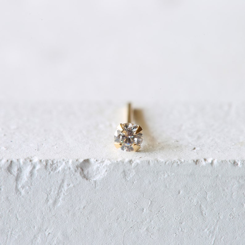 9k Solid Gold 3mm Nose Stud 20 Gauge 9K Gold Extra Long Nose Etsy