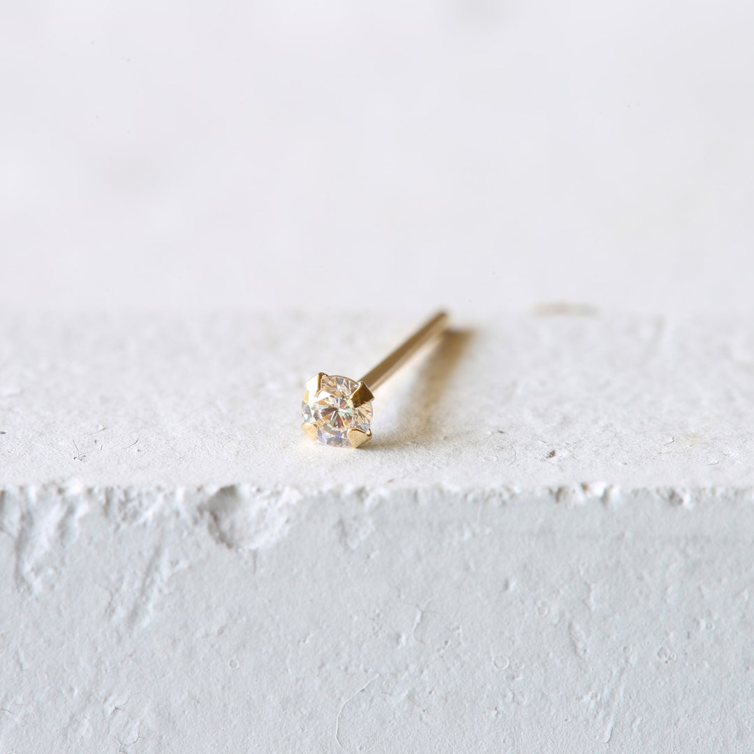 9k Solid Gold 2.5mm Nose Stud 20 Gauge 9K Gold Extra Long Etsy