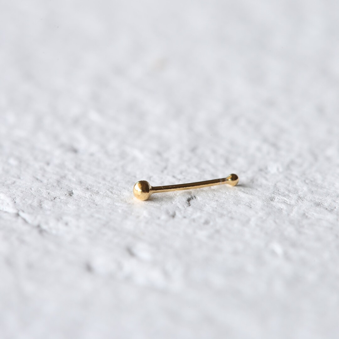 1.5mm Minimal Nose Stud 18K Gold Plated Nose Stud Sterling Etsy