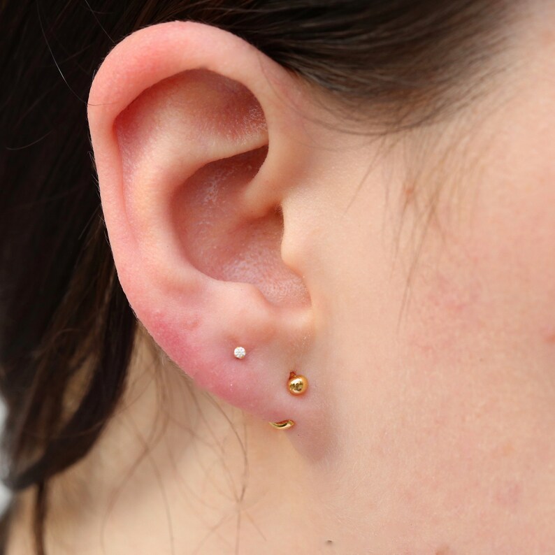 8mm Ball Hugger Hoops 16 Gauge Hoops 18K Gold Plated Hoops Etsy