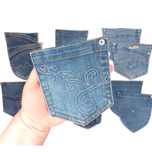 12 Embellished Jeans Back Pockets With Base Bundle, Adult Jeans Pockets Set, DIY Advent Calendar Supplies, DIY Denim Organizer Details