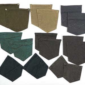 Op de afbeelding: Assortiment van tien stoffen zakken in verschillende kleuren, waaronder groen, bruin en zwart. De zakken zijn gemaakt van een zacht, duurzaam materiaal en zijn perfect om een ​​toets van stijl aan elk project toe te voegen.