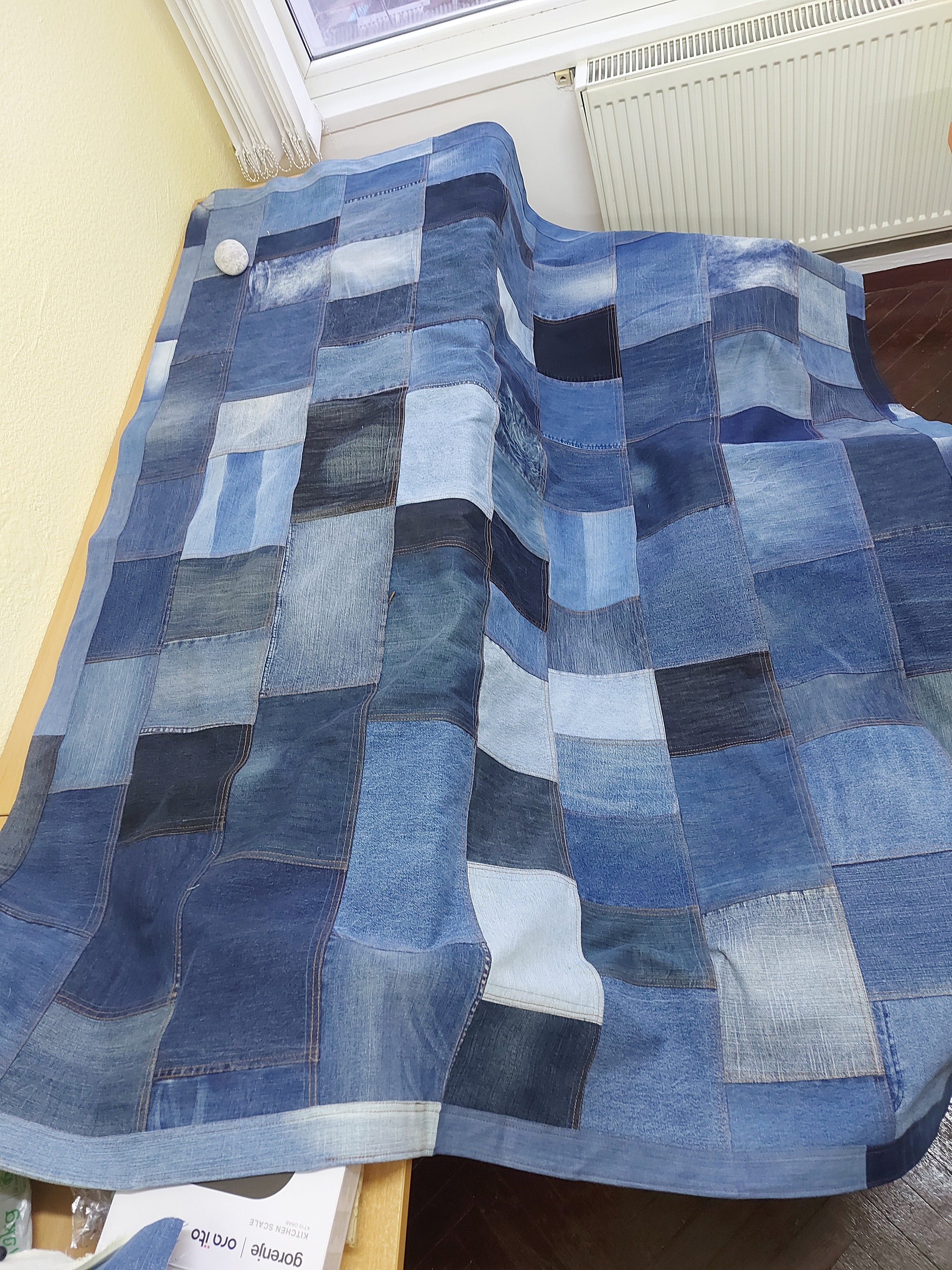 Patchworkdecke Aus Jeans Nähen Patchwork Jeans Blanket