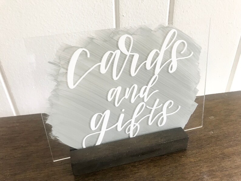 Plexiglass Clear Sign Cards and Gifts Painted Back Acrylic Sign Wedding Sign Decor Custom Wedding