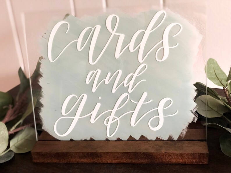 Plexiglass Clear Sign Cards and Gifts Painted Back Acrylic Sign Wedding Sign Decor Custom Wedding