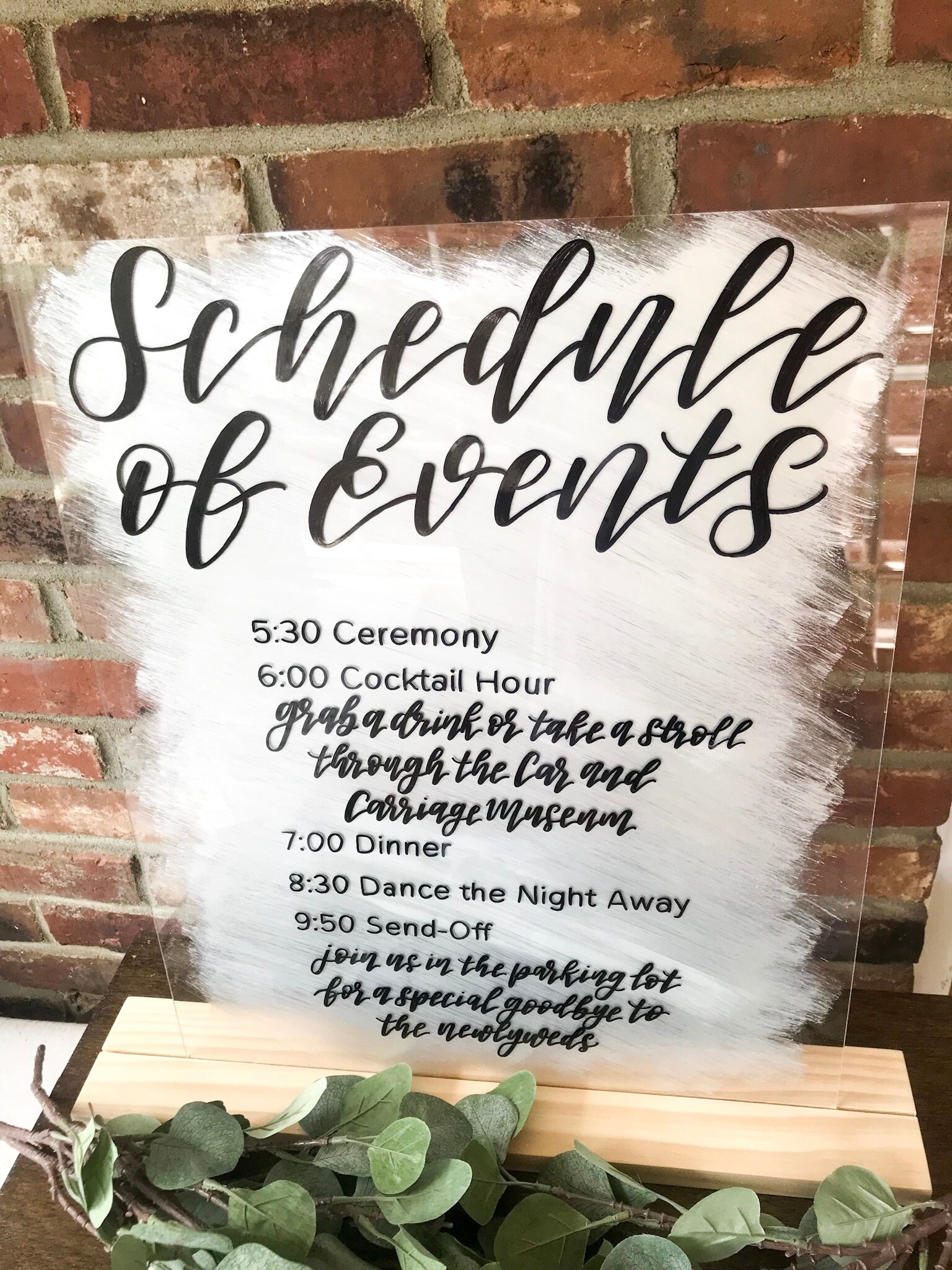 Schedule of Events Custom Acrylic Wedding Sign Wedding Etsy