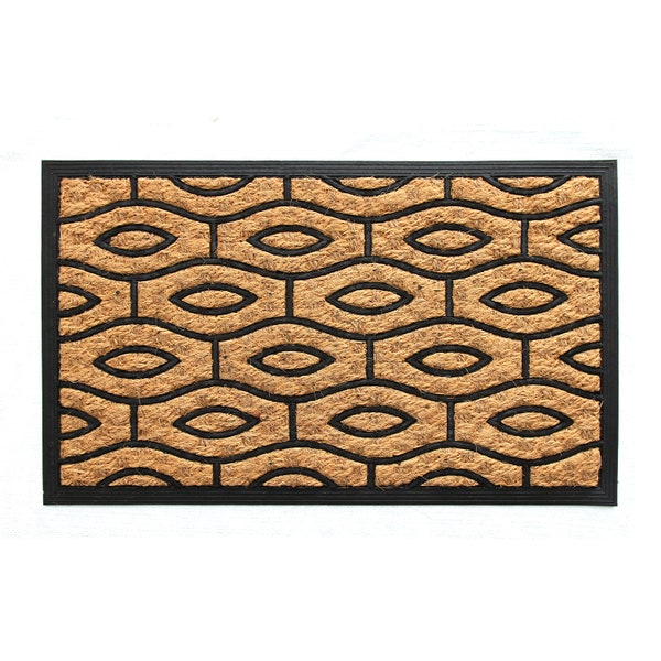 Coco & Coir Door Mat Indoor / Outdoor | 100% Natural Coir Moulded Rubber Eco-friendly Classic Design Entrance Mat (Kaleidoscope 45cm x 75cm)