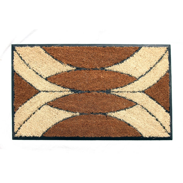 Coco & Coir Door Mat Indoor / Outdoor | Natural Thick (1.6cm) Coir Doormat | Non-Slip Entrance Mat (Palm Cluster 45cm x 75cm)