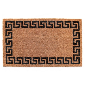 Coco & Coir Door Mat Indoor / Outdoor | Non Slip Abstract Design Entrance Welcome Mat (Aztec Wall)