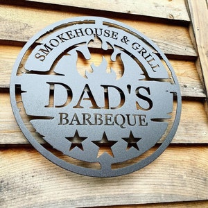 Personalized Metal Grilling Sign - Metal Grill Sign - Metal BBQ Smoker and Grill Sign - Grilling Gift for Dad, Grandpa, Papa - Barbeque Sign