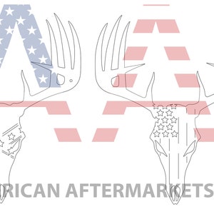 SVG-DXF 2 Pack Deer Skull Flags. US Flag and Southern Flag