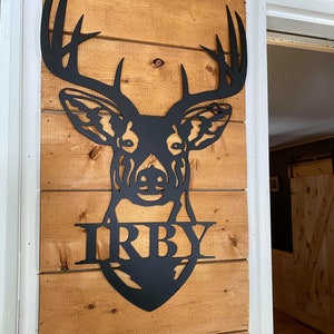 Whitetail Buck Monogram - Personalized Metal Deer Last Name Sign - 24&quot; Deer Head Monogram - Personalized Unique Gift - Hunting Gift - Camp