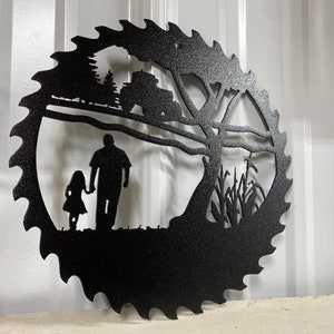 Farming Sawblade - Father & Daughter Tractor Sign - Farmer Metal Sawblade - Grandpa and Grandchild Gift - Metal Tractor Sign - Gift For Him