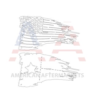 DXF - SVG - Tattered US Flag and Texas Flag - Worn Battle Flag dxf - Metal Cutting dxf - Plasma Cutting Files