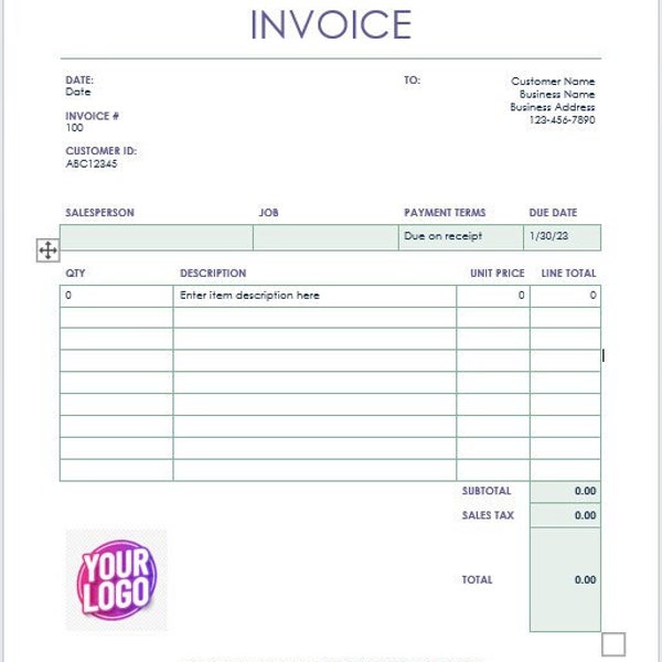 Invoice Template - Editable Small Business Invoice - Invoice Template - Billing Template - Invoice Form - Receipt Template - Printable