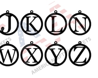 DXF-SVG Christmas ornament monogram alphabet - Plasma, Laser, CNC, Cricut Compatible - Christmas Digital File - Metal dxf