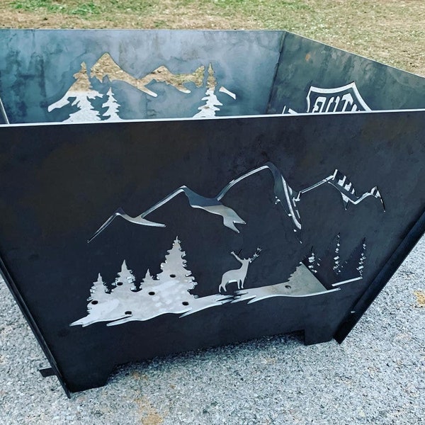 Custom Metal Firepit - Collapsible Steel Fire Pit - Personalized Fire Pit - Portable Steel Fire Pit - Customized Fire Pit - Customized Gift