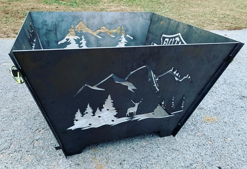 Custom Metal Firepit - Collapsible Steel Fire Pit - Personalized Fire Pit - Portable Steel Fire Pit - Customized Fire Pit - Customized Gift image 1